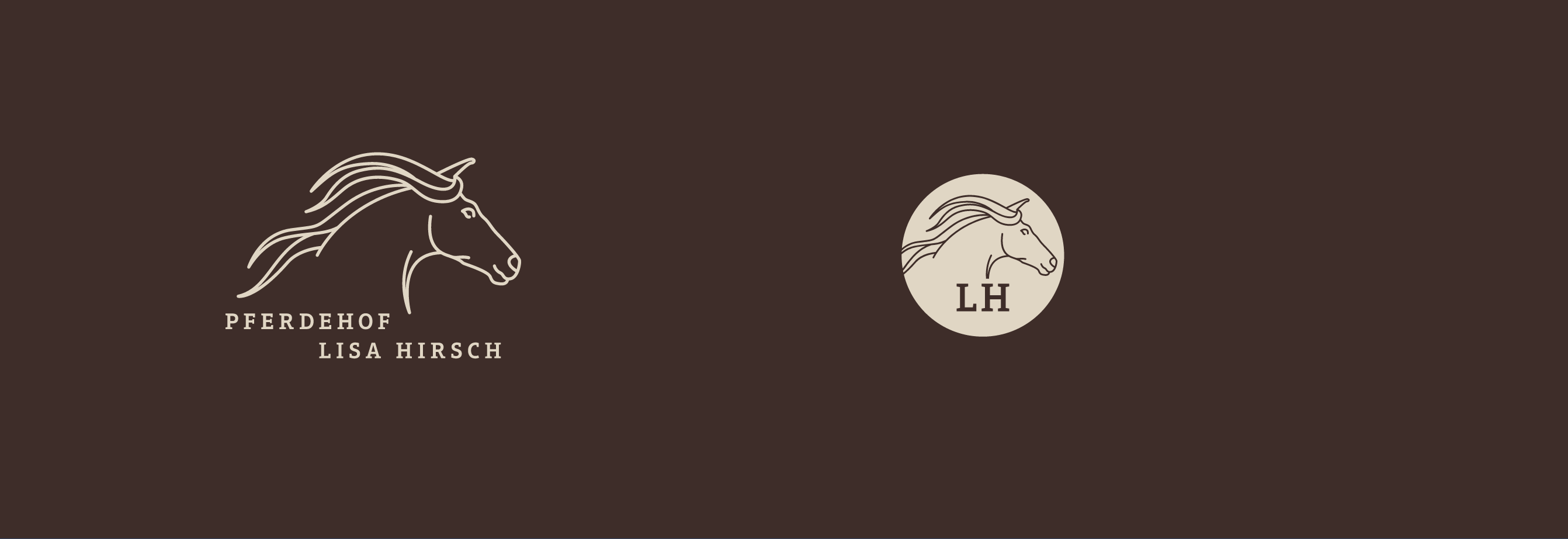 Logo und Signet auf dunklem Hintergrund | Pferdehof Lisa Hirsch | miratheresia designstudio