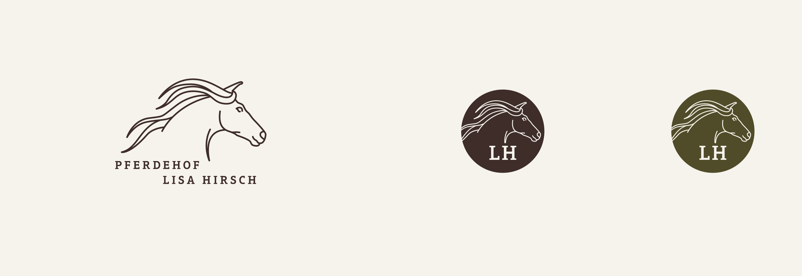 Logo und Signet auf hellem Hintergrund | Pferdehof Lisa Hirsch | miratheresia designstudio